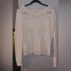 Moth Cream Textured Crew Neck Sweater